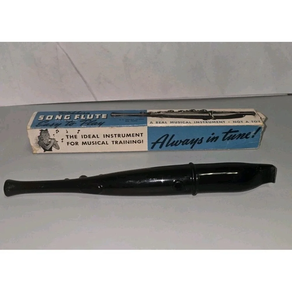 Vintage 1944 Fitchhorn Song Black Plastic Flute W/ Original Box